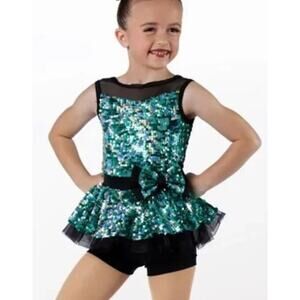Dance Costume Weissman 13671 Turquoise Medium Child Jazz Sequin Sequin Music Tap